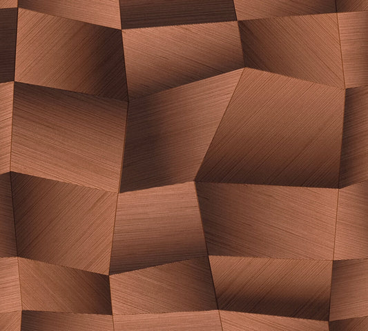 Strukturtapete 3D-Geometrie Kupferbraun