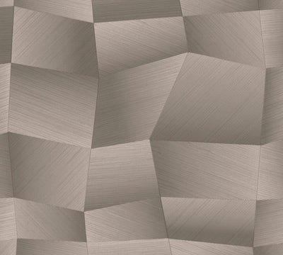 Mustertapete 3D-Geometrie Taupe-Grau - 10,05 m x 0,53 m