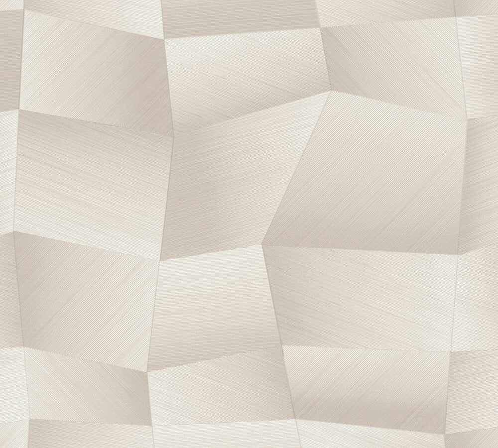 Mustertapete 3D-Geometrie Cremeweiß - 10,05 m x 0,53 m