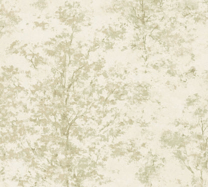 Mustertapete Baum-Silhouette Salbeibeige - 10,05 m x 0,53 m