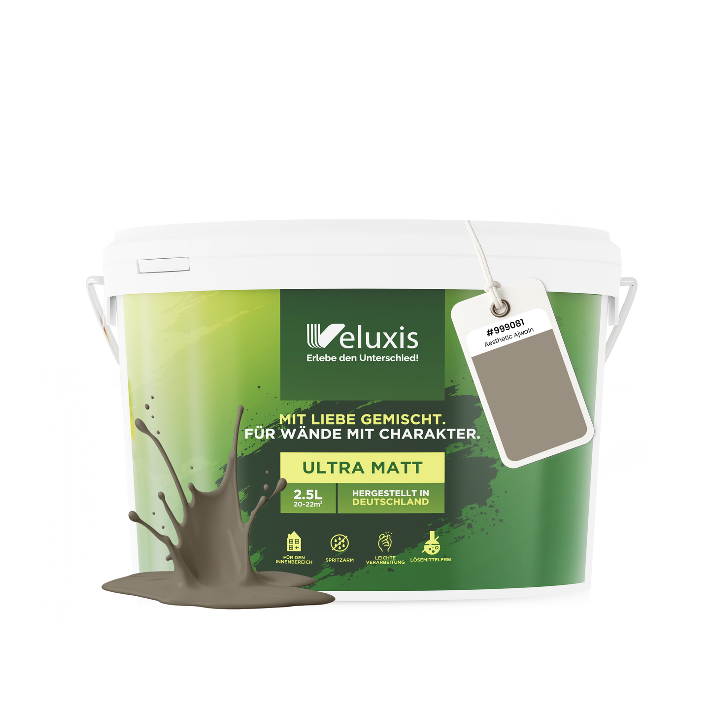 Wandfarbe Aesthetic Ajwain – Universal Grau von Veluxis®
