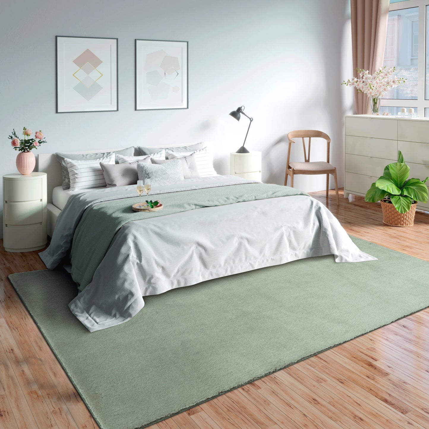 Teppich Wohnkomfort Grün rechteckig - 340cm x 240cm