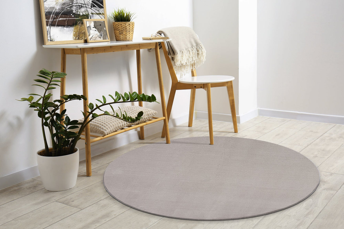 Teppich Ruheschimmer Sand rund - 120cm x 120cm