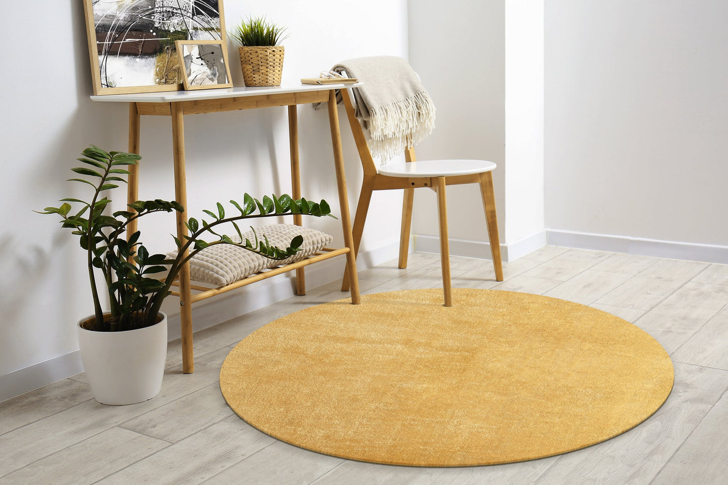 Teppich Kuschelsamttraum Gold rund - 120cm x 120cm