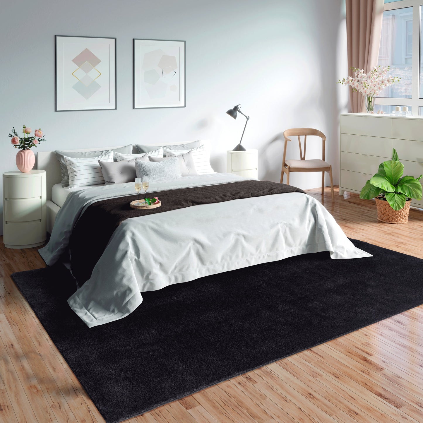Teppich Lichtharmonie Schwarz rechteckig - 340cm x 240cm