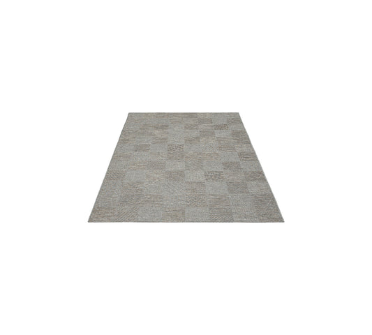 Teppich Steinkaro Grau, Beige rechteckig - 160cm x 120cm