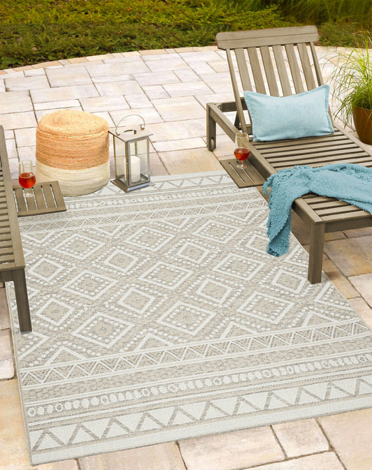 Teppich Rautengeflecht Beige rechteckig - 280cm x 200cm