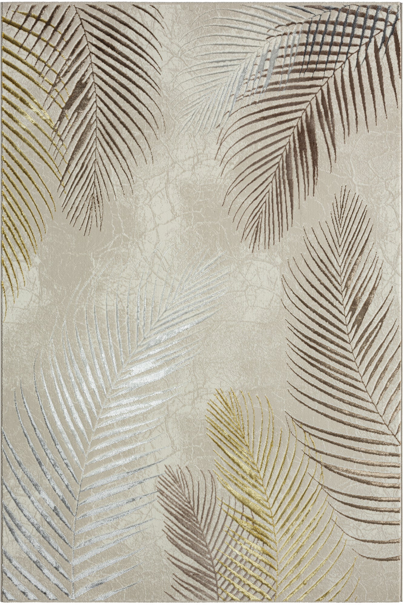 Teppich Blattgeflüster Creme rechteckig - 200cm x 140cm