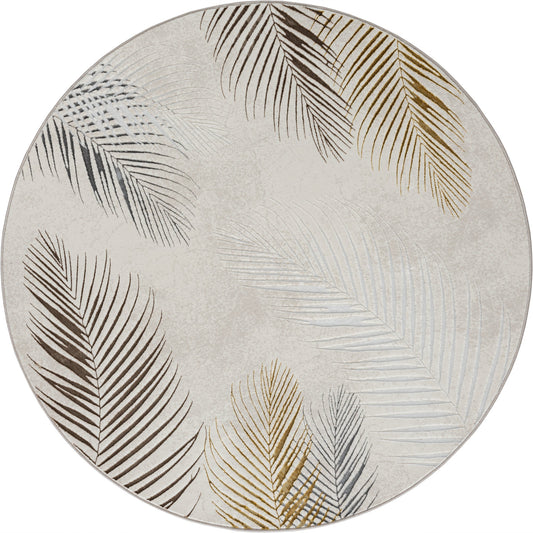 Teppich Blattgold Creme rund - 200cm x 200cm