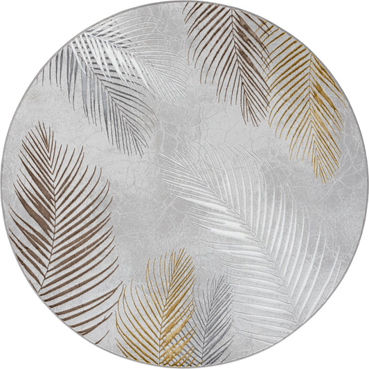 Teppich Blätterharmonie Grau rund - 200cm x 200cm