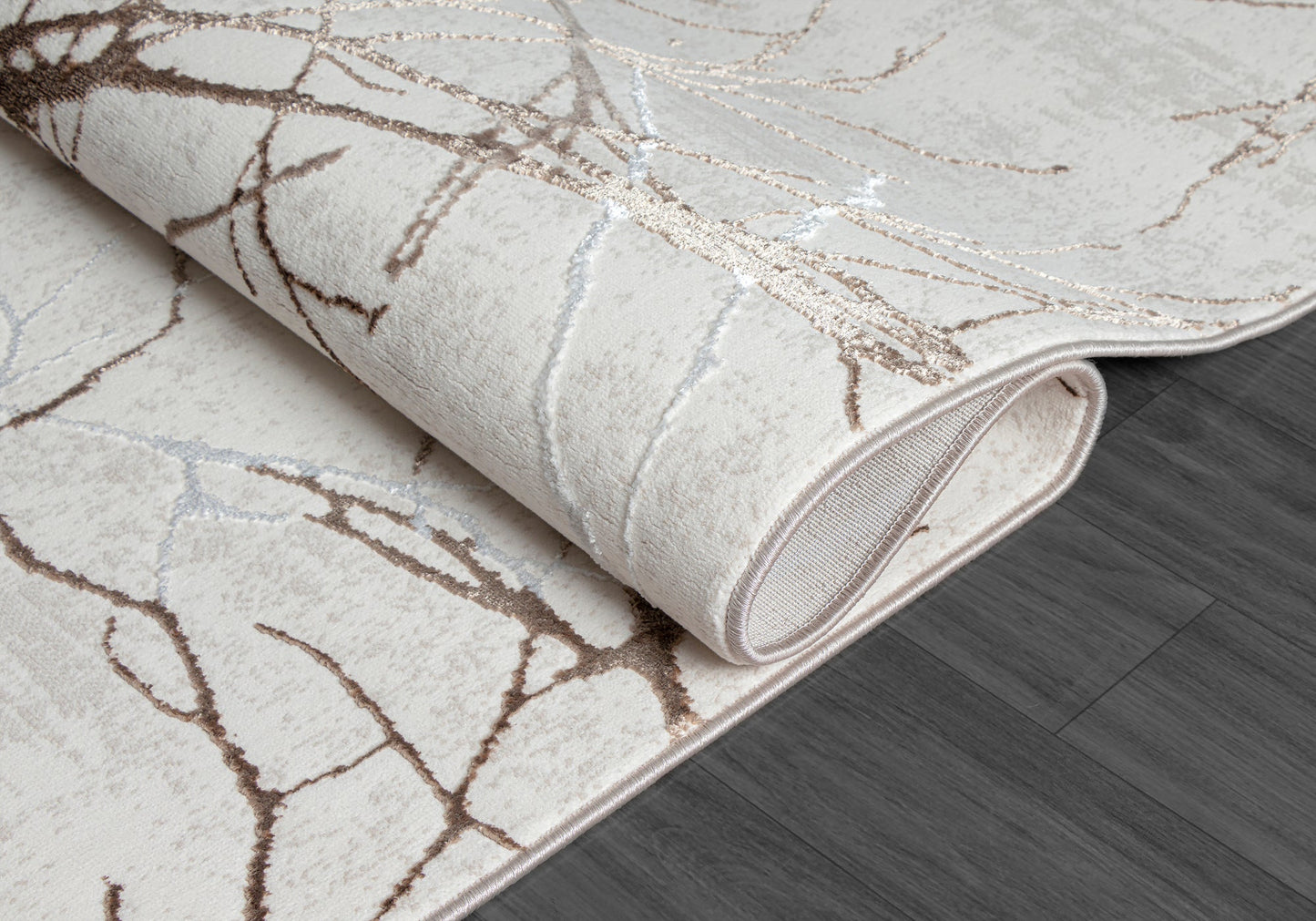 Teppich Adergeflecht Creme rechteckig - 170cm x 120cm