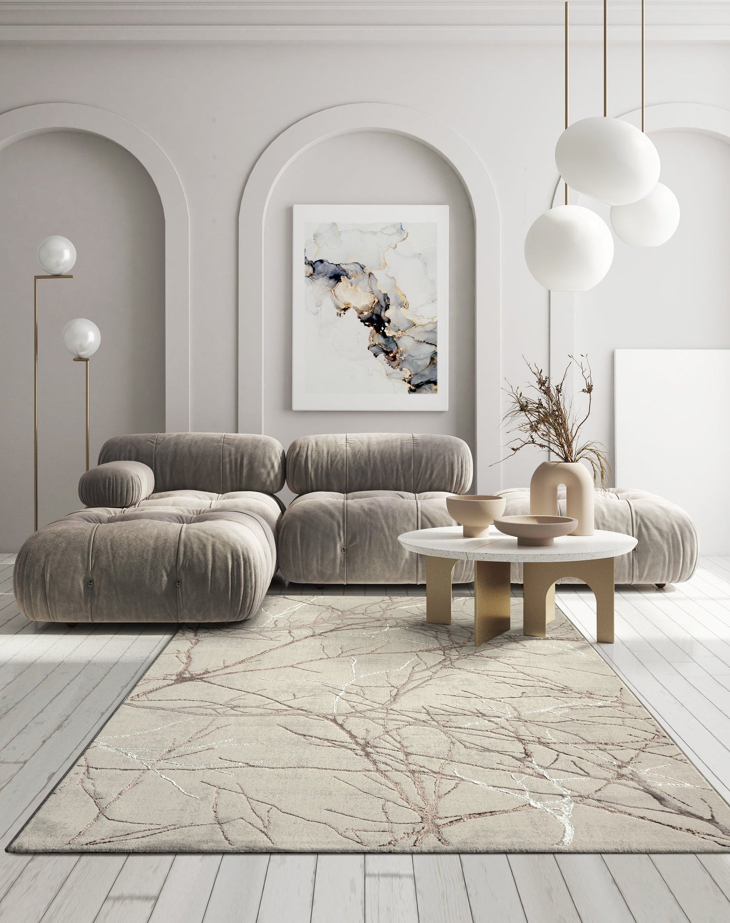 Teppich Aderwerk Creme rechteckig - 290cm x 200cm