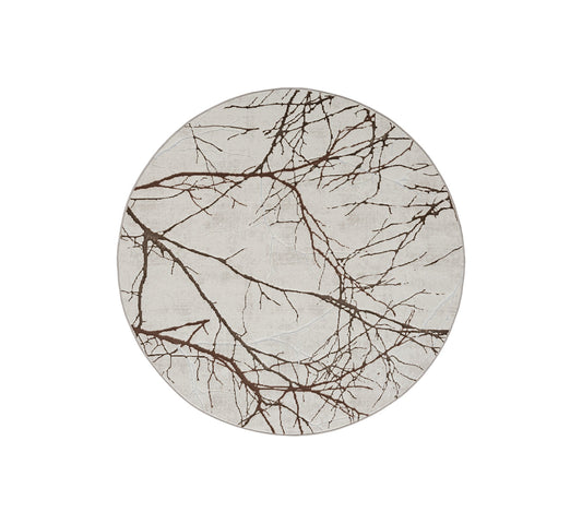 Teppich Steinverzweigung Creme rund - 200cm x 200cm