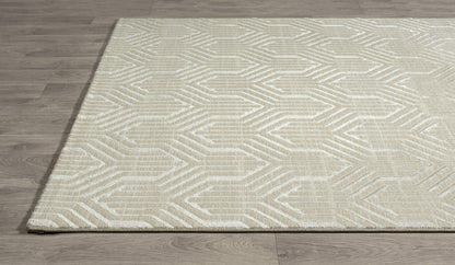 Teppich Linienlabyrinth Creme Läufer - 300cm x 80cm