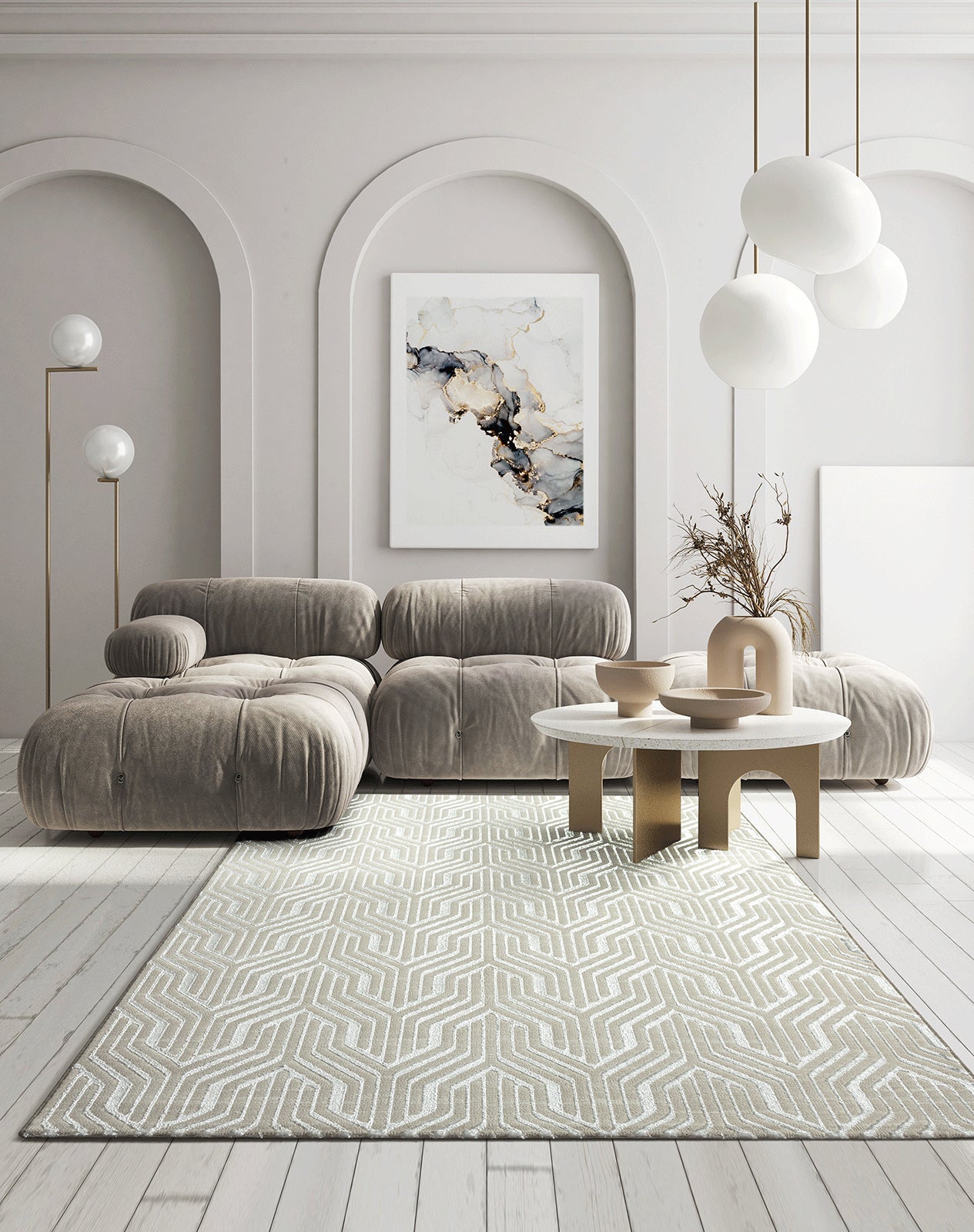 Teppich Formenfluss Creme rechteckig - 230cm x 160cm