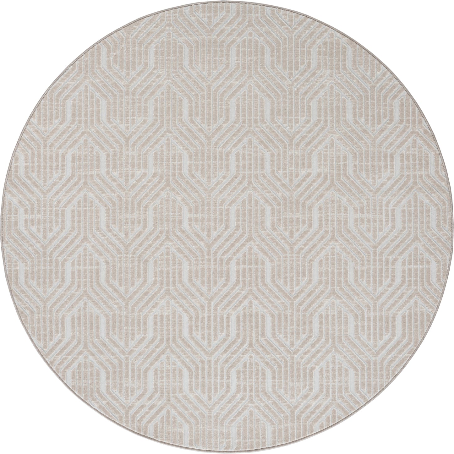 Teppich Musterlabyrinth Creme rund - 200cm x 200cm