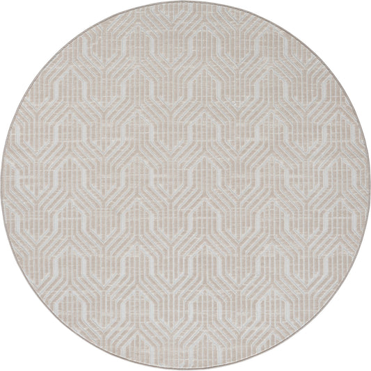 Teppich Musterlabyrinth Creme rund - 200cm x 200cm