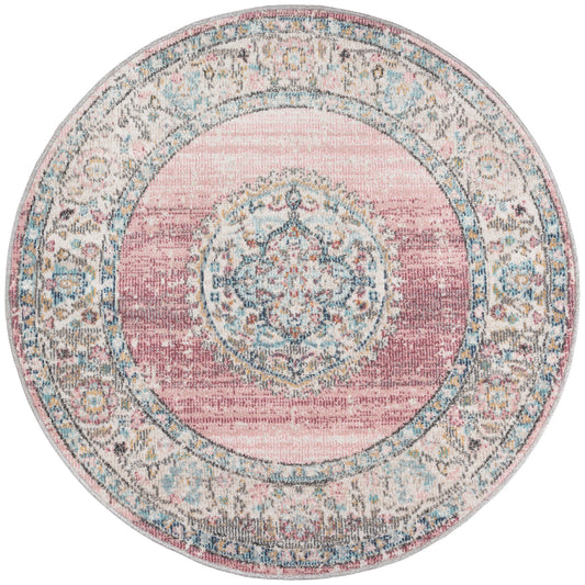 Teppich Rosettenpalast Pink rund - 120cm x 120cm
