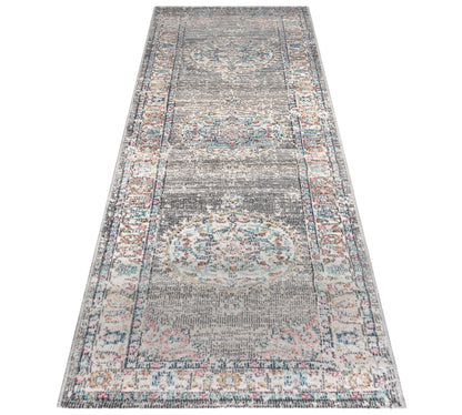 Teppich Orientgarten Grau Läufer - 300cm x 80cm
