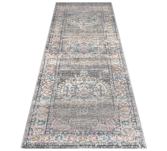 Teppich Orientgarten Grau Läufer - 300cm x 80cm