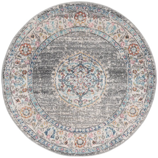 Teppich Rosettenzauber Grau rund - 120cm x 120cm
