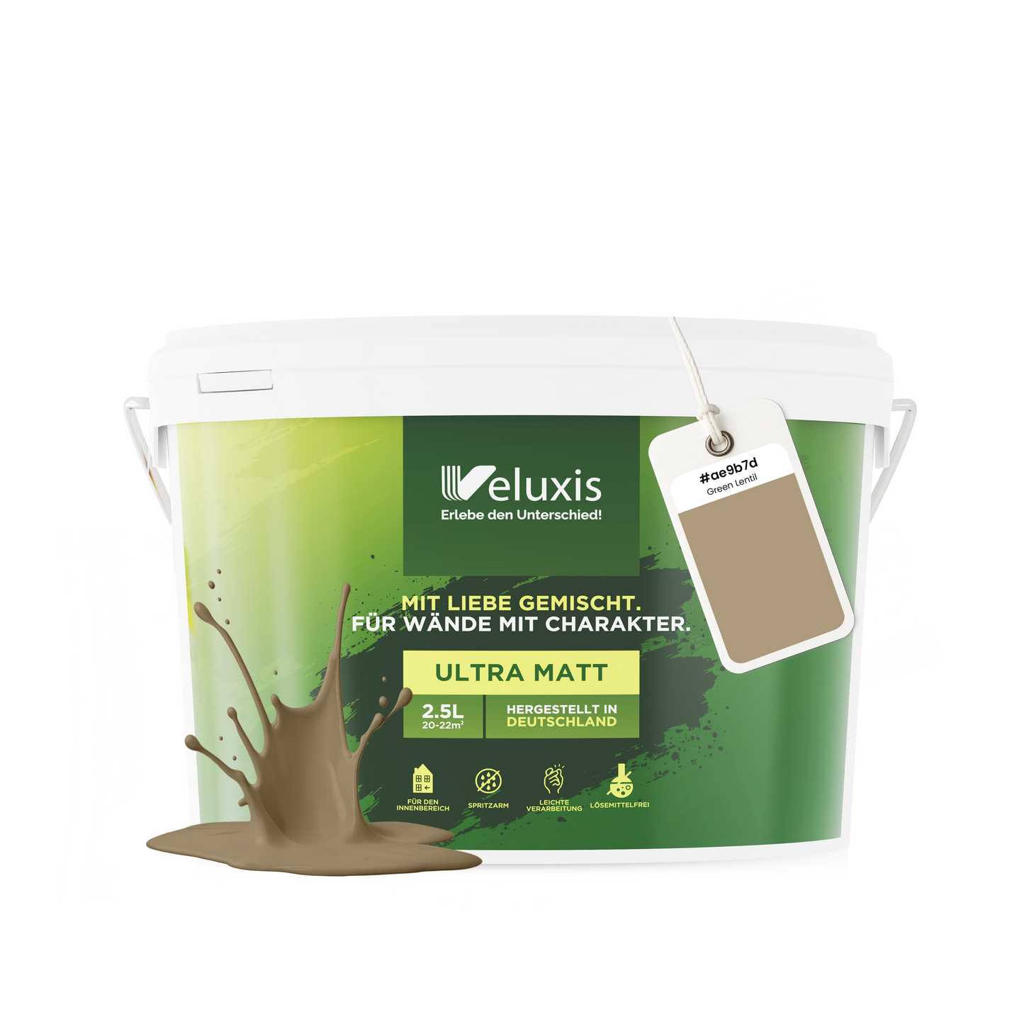 Wandfarbe Green Lentil – Universal Braun von Veluxis®