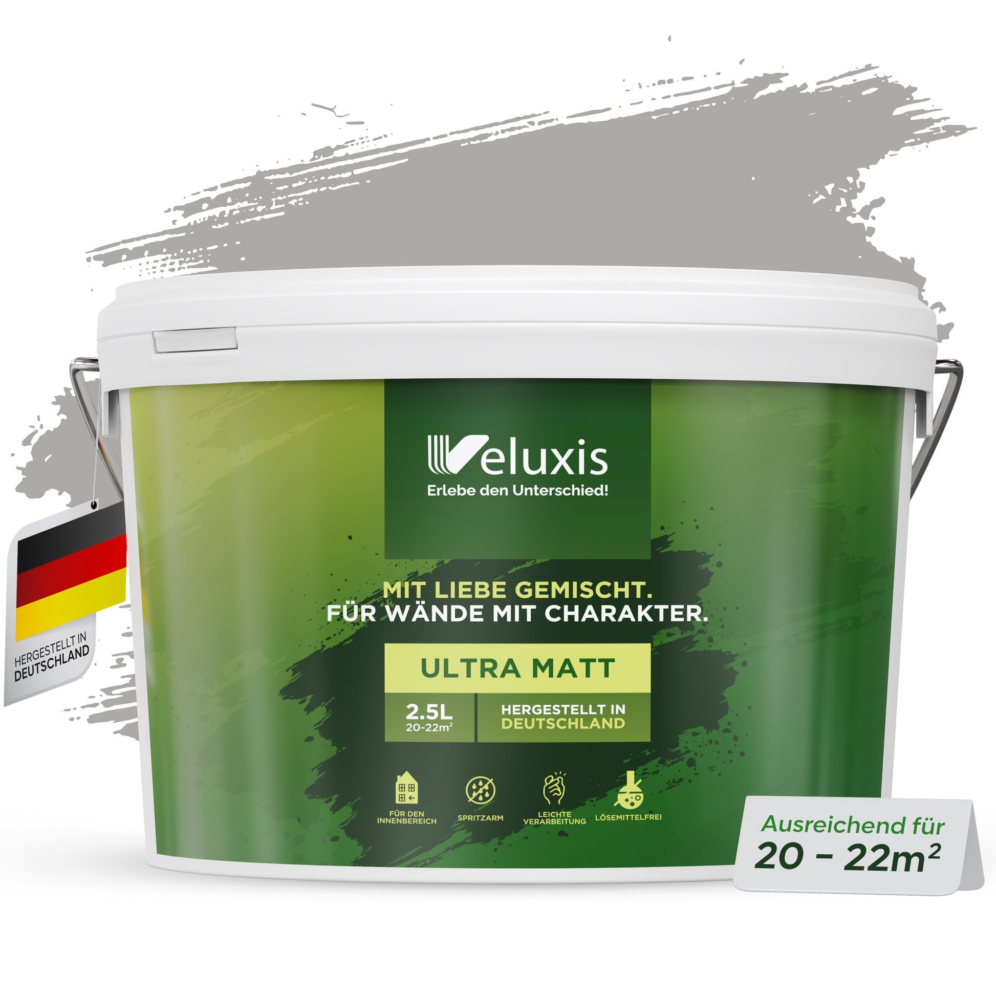Wandfarbe Grey Salt – Universal Grau von Veluxis®