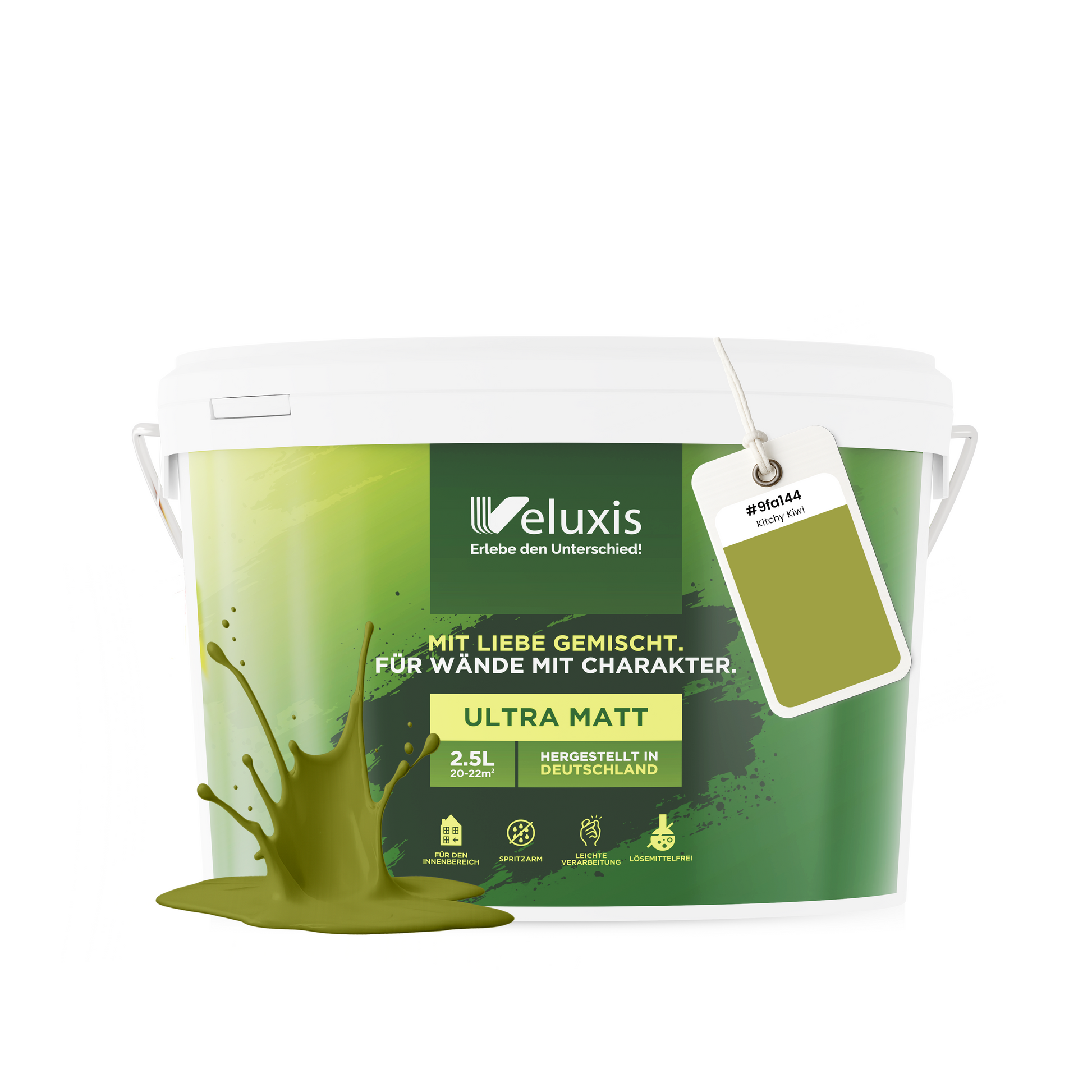 Wandfarbe Kitchy Kiwi – Universal Grün von Veluxis®