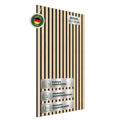 Veluxis Akustikpaneel Holz 52x104 cm Echtholzfurnier Eiche Hell