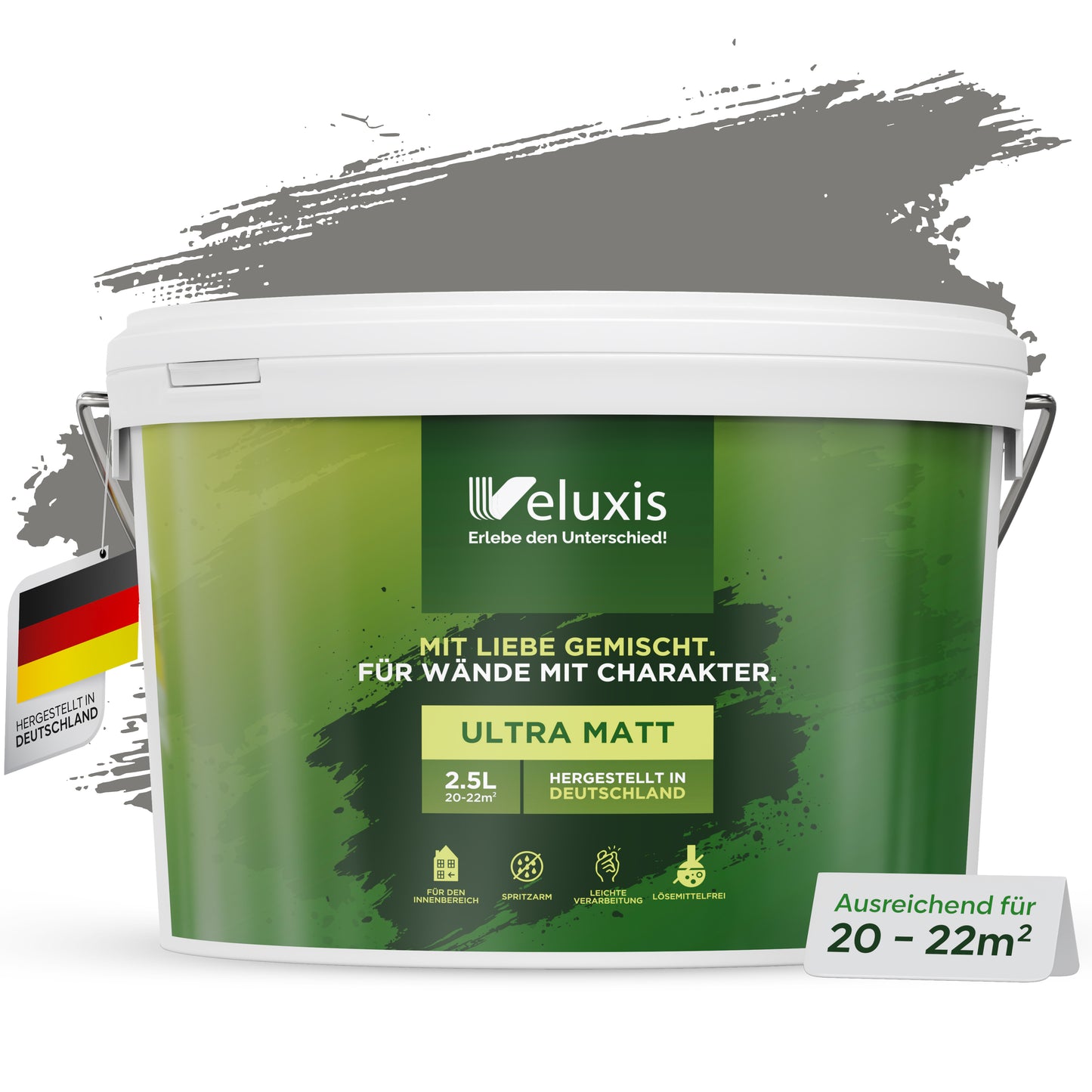 Wandfarbe Poised Pepper – Universal Grau von Veluxis®