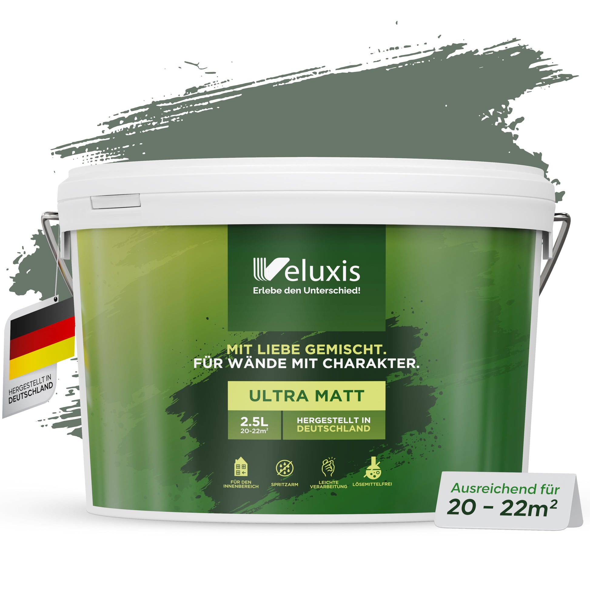Wandfarbe Ritzy Rosemary – Universal Grün von Veluxis®