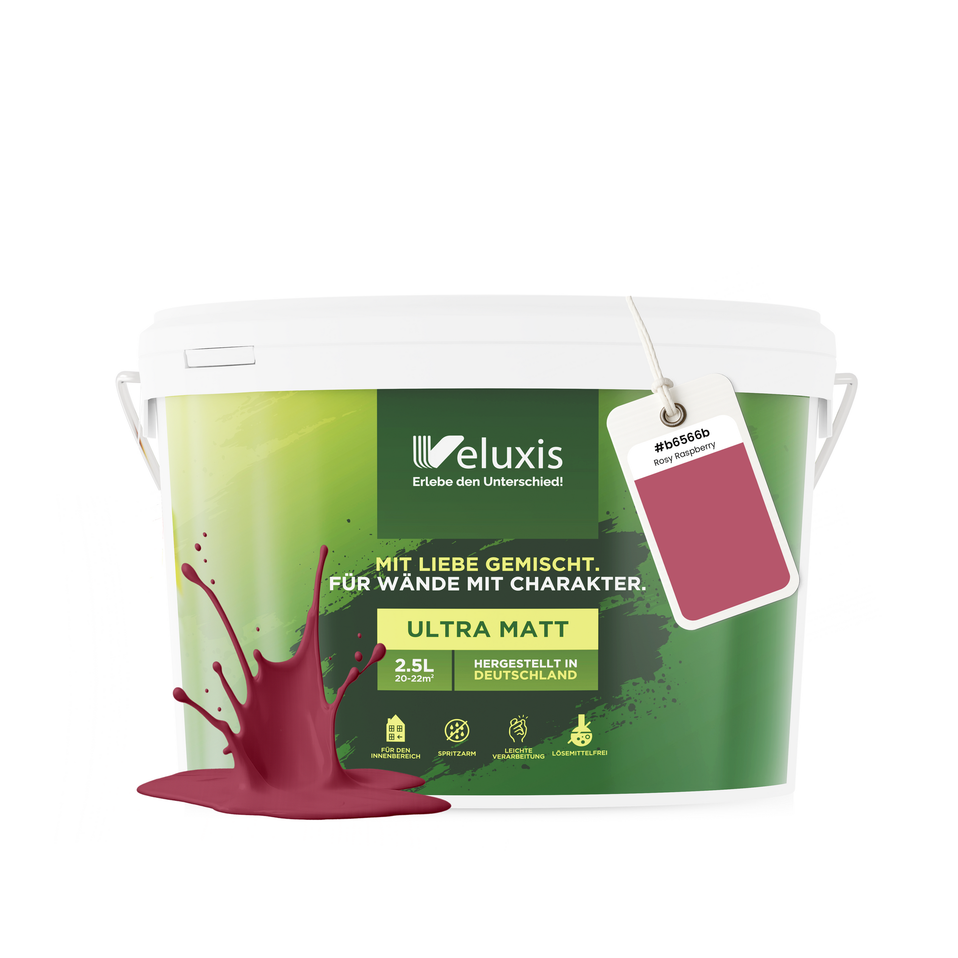 Wandfarbe Rosy Raspberry – Universal Rosa von Veluxis®