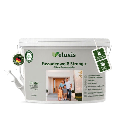 Fassadenfarbe Weiß Strong+ - Silikon-Fassadenfarbe weiß matt, ca. 60m²