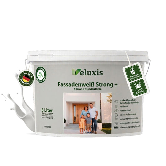 Fassadenfarbe Weiß Strong+ - Silikon-Fassadenfarbe weiß matt, ca. 60m²