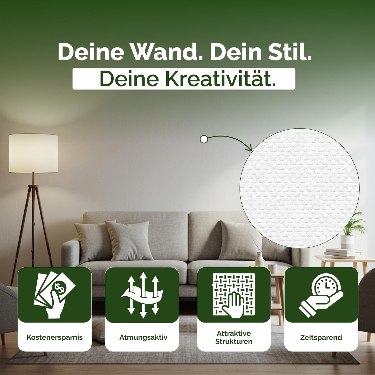Veluxis® Vliestapete Grobe Gewebestruktur - 10,05 m x 0,53 m