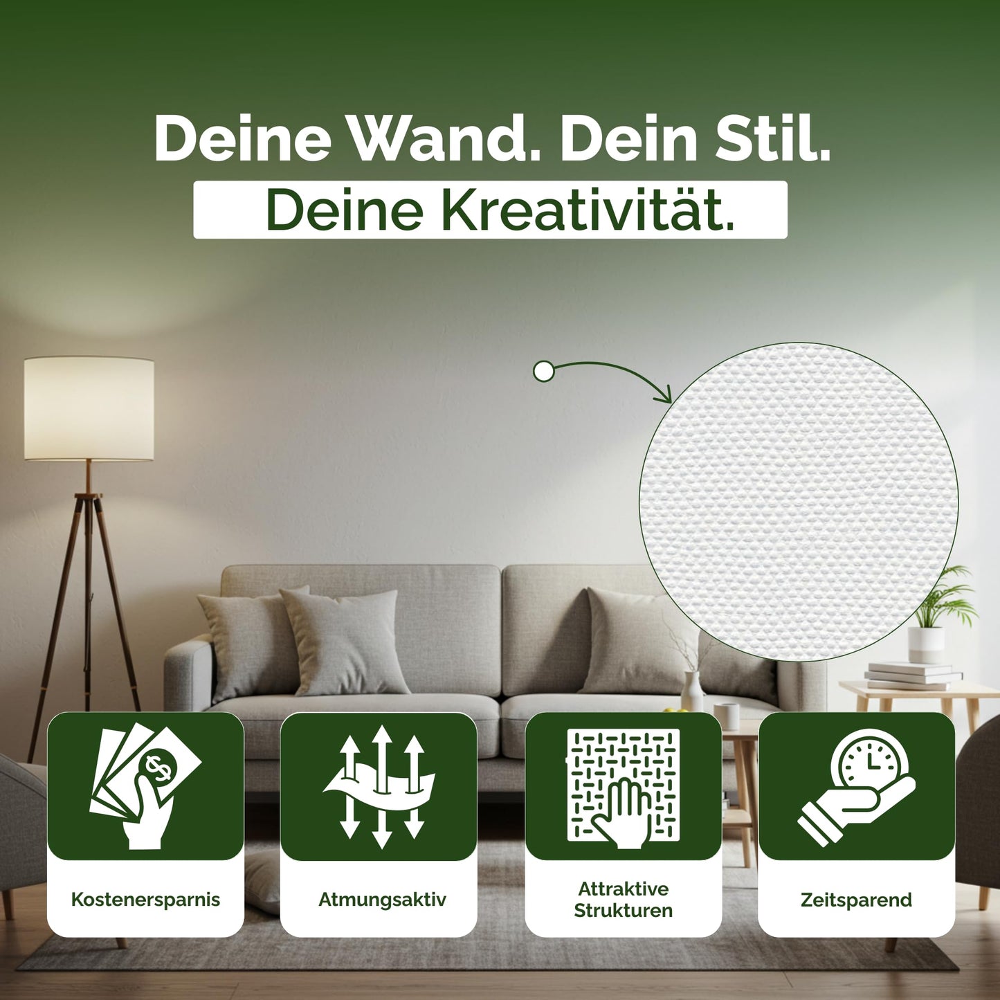 Veluxis® Vliestapete Feine Gewebestruktur - 10,05 m x 0,53 m