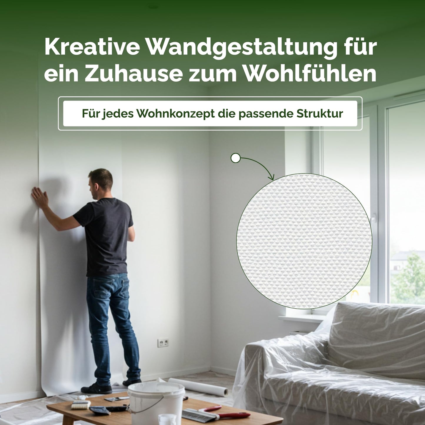 Veluxis® Vliestapete Feine Gewebestruktur - 10,05 m x 0,53 m
