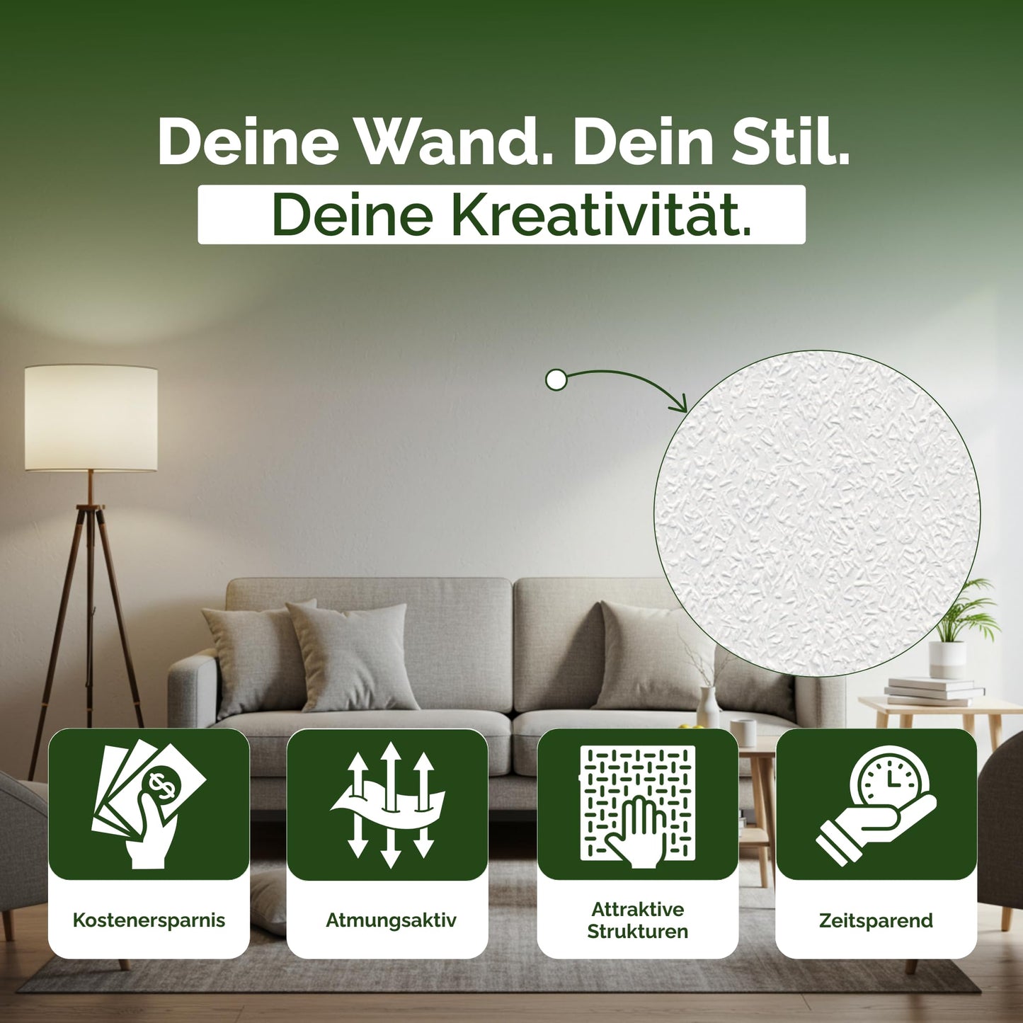 Veluxis® Vliestapete Raufaser - 10,05 m x 0,53 m