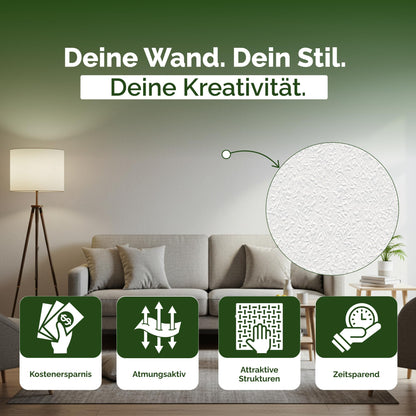 Veluxis® Vliestapete Raufaser - 10,05 m x 0,53 m