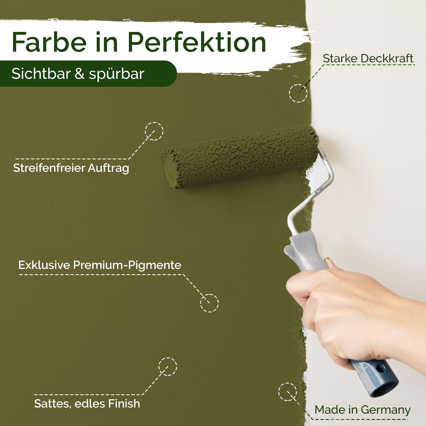 Wandfarbe Premium Grün (Olive Bark)