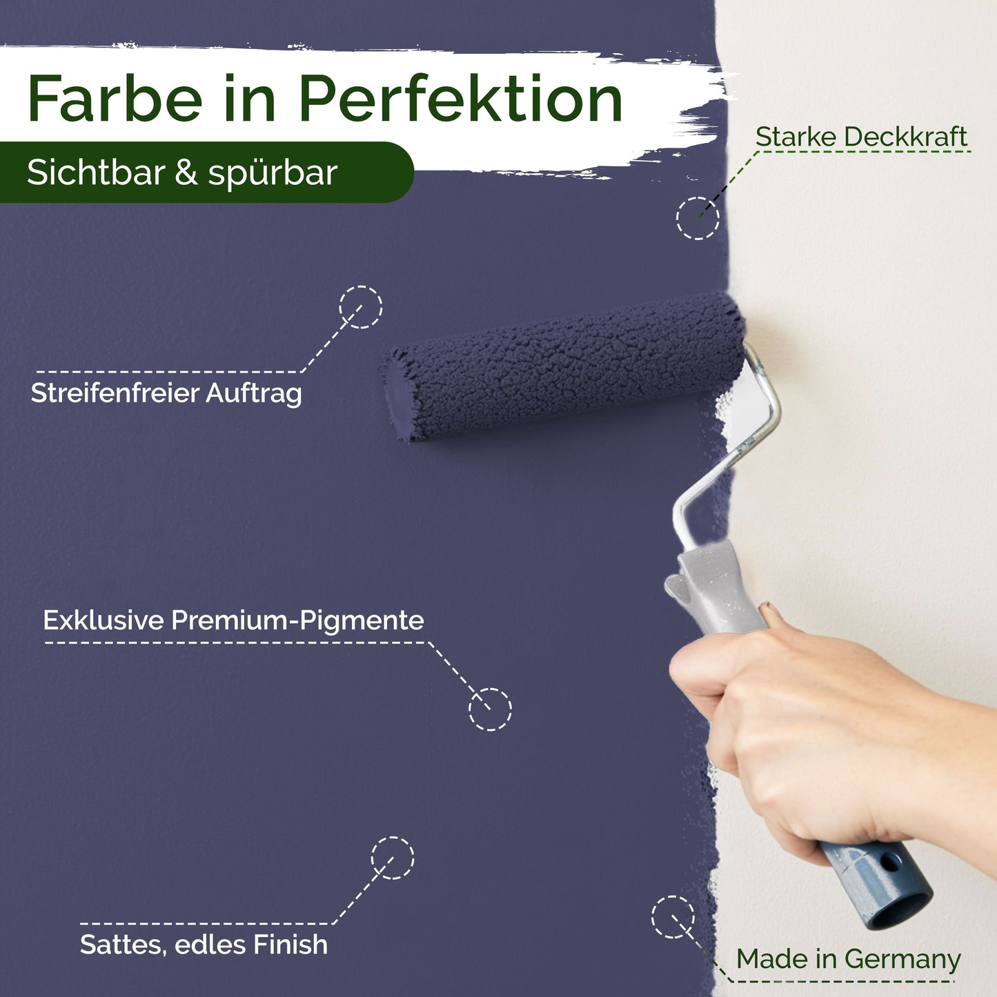 Wandfarbe Premium Blau (Slate Indigo)