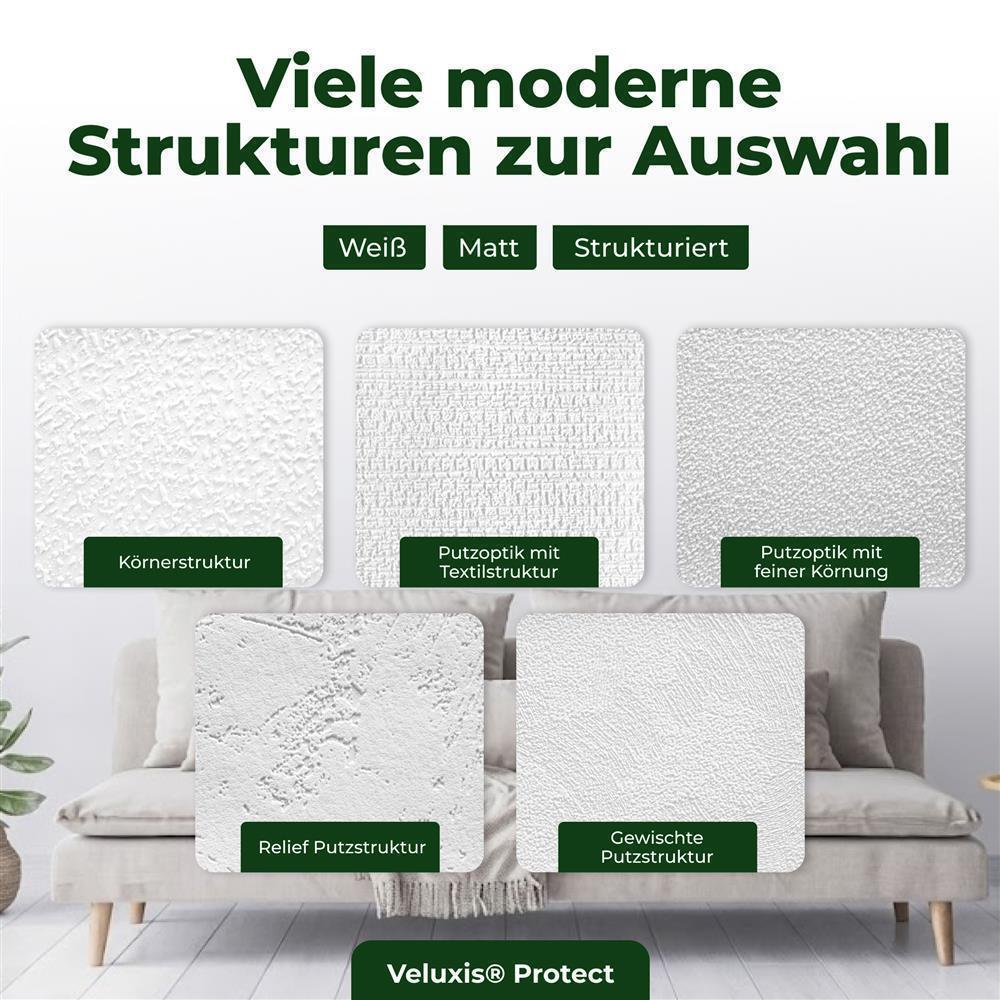Vliestapete Weiß mit Putzoptik und Textilstruktur