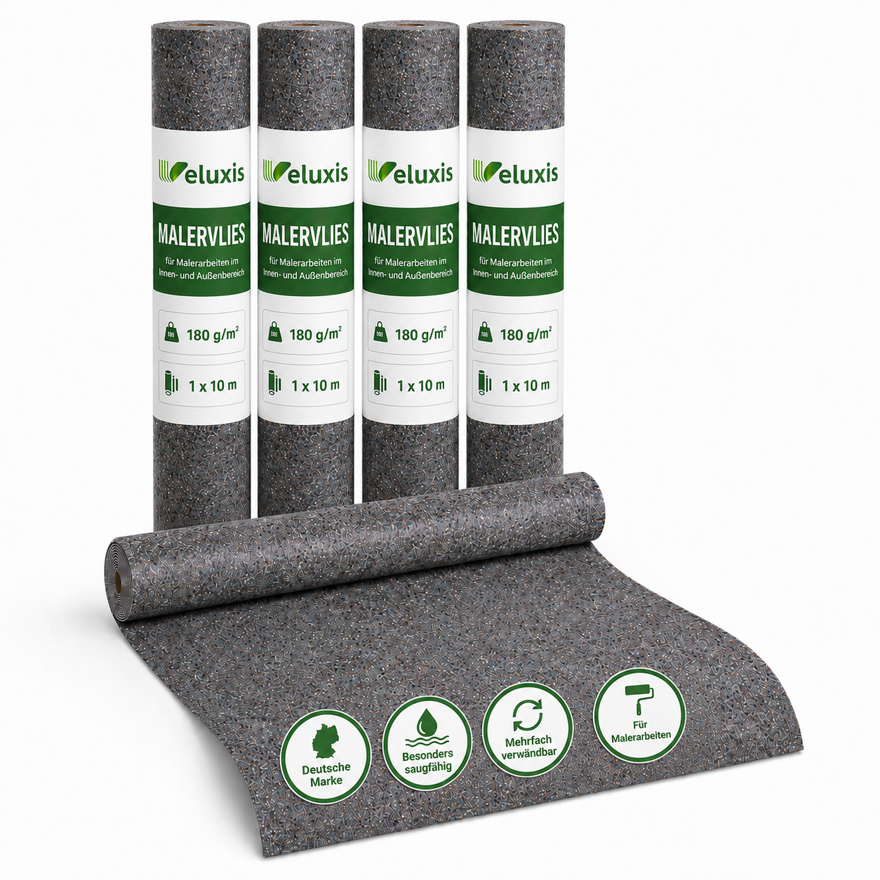 Veluxis Malervlies 180 g/m² 1 x 10 m – Saugvlies mit PE-Folienunterseite