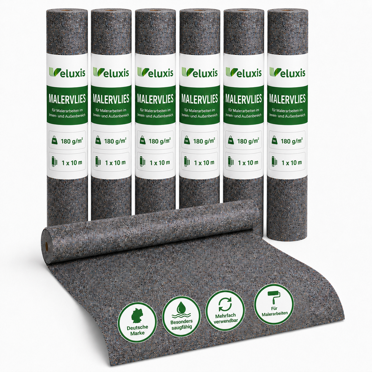 Veluxis Malervlies 180 g/m² 1 x 10 m – Saugvlies mit PE-Folienunterseite