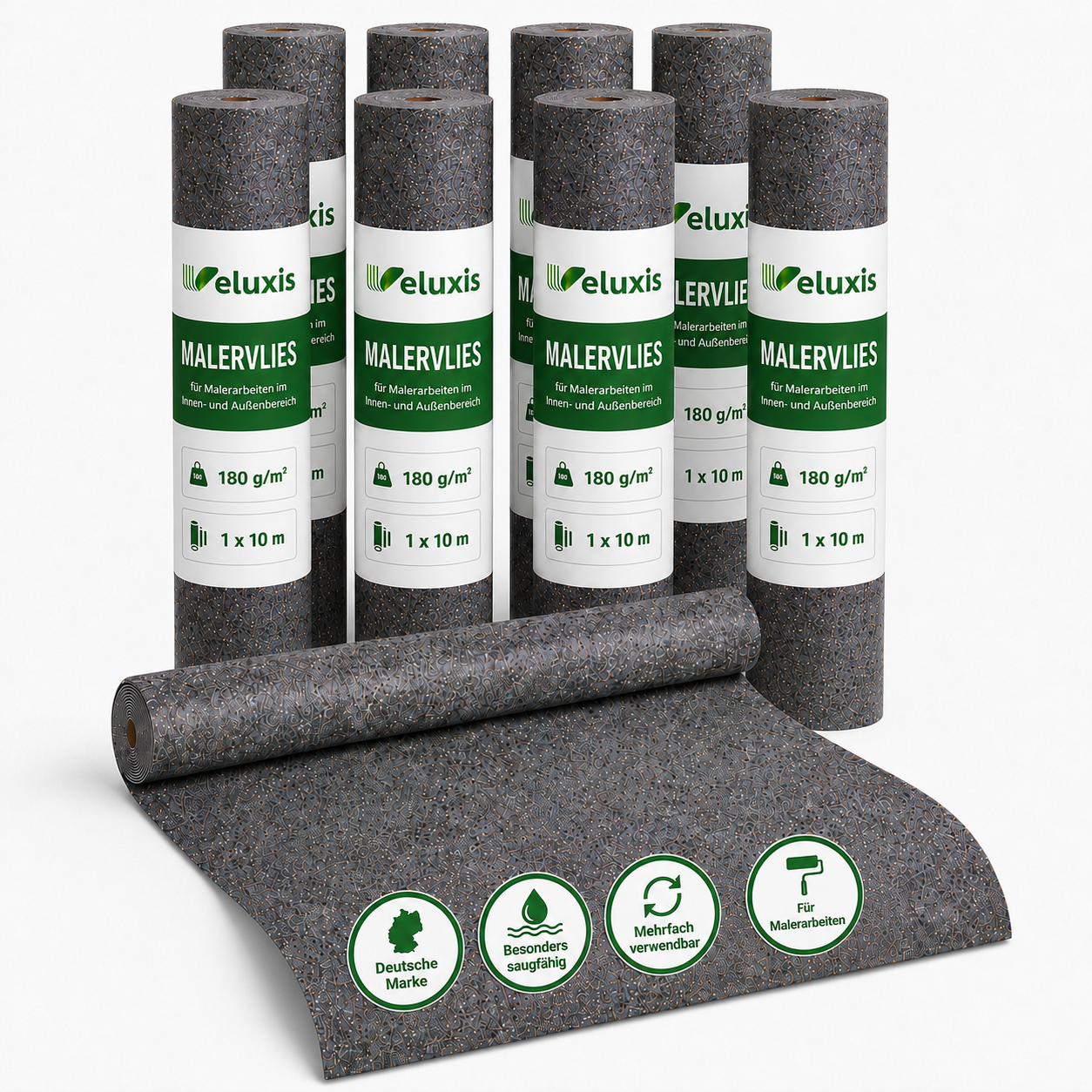Veluxis Malervlies 180 g/m² 1 x 10 m – Saugvlies mit PE-Folienunterseite