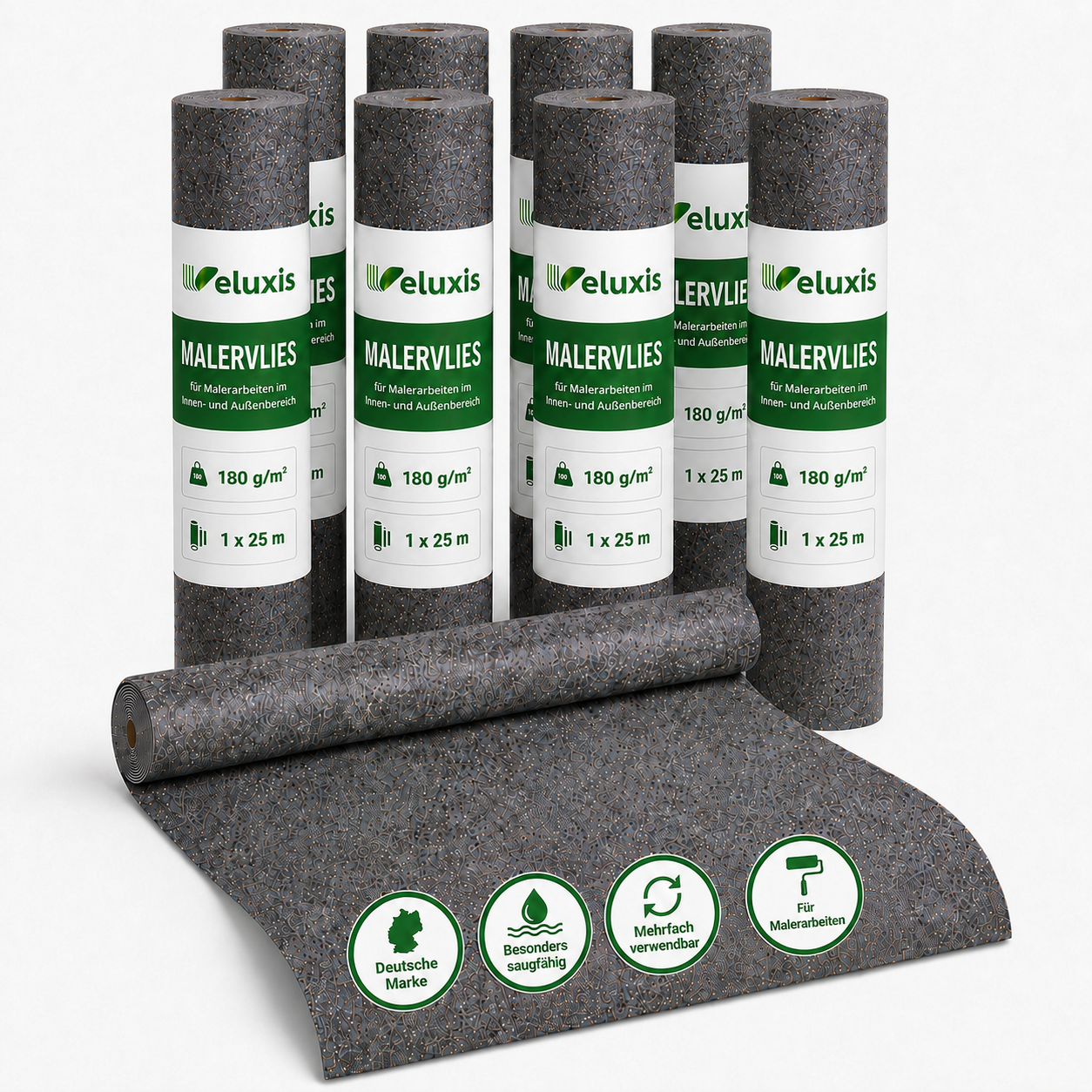 Veluxis Malervlies 180 g/m² 1 x 25 m – Saugvlies mit PE-Folienunterseite