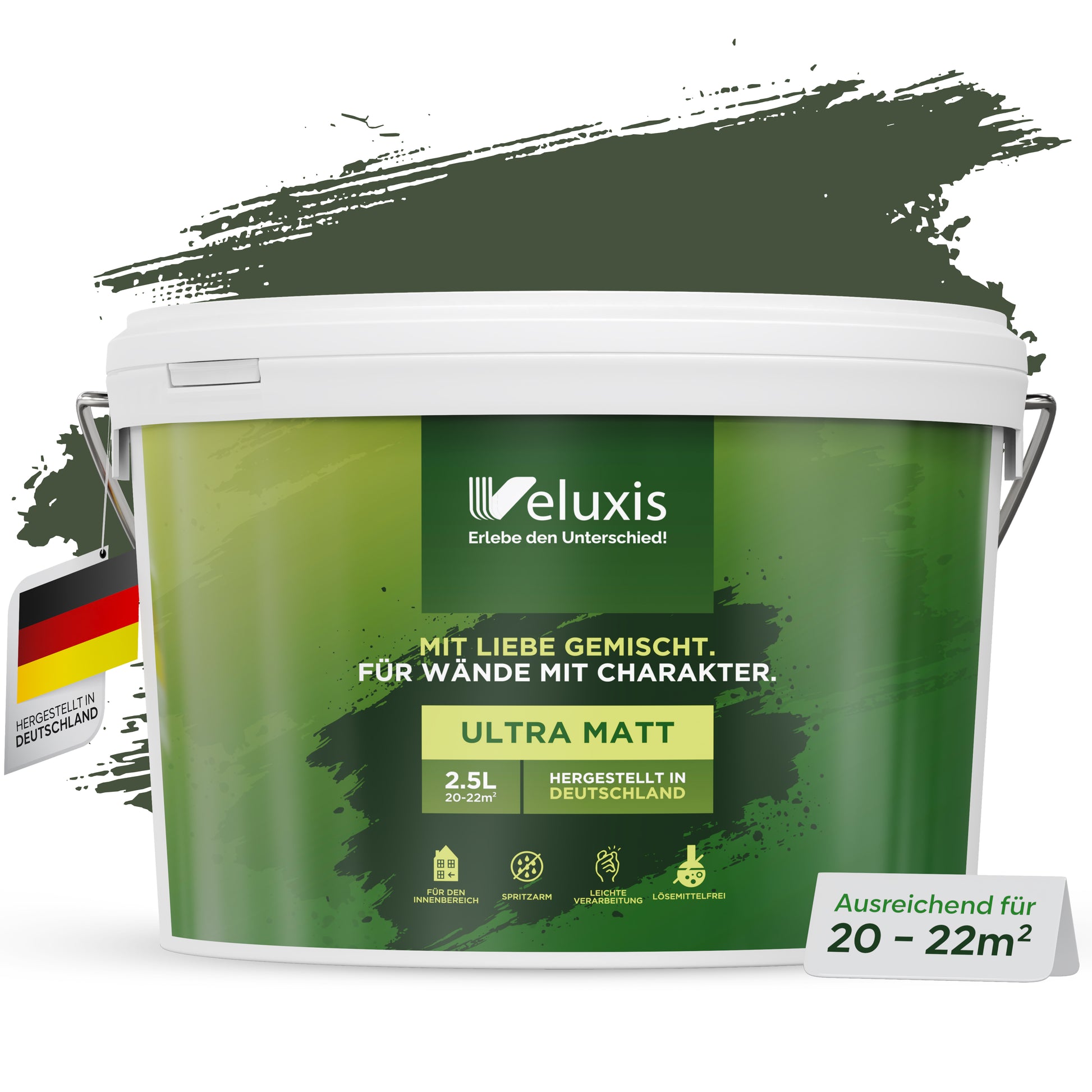 Wandfarbe Zippy Zucchini – Universal Grün von Veluxis®