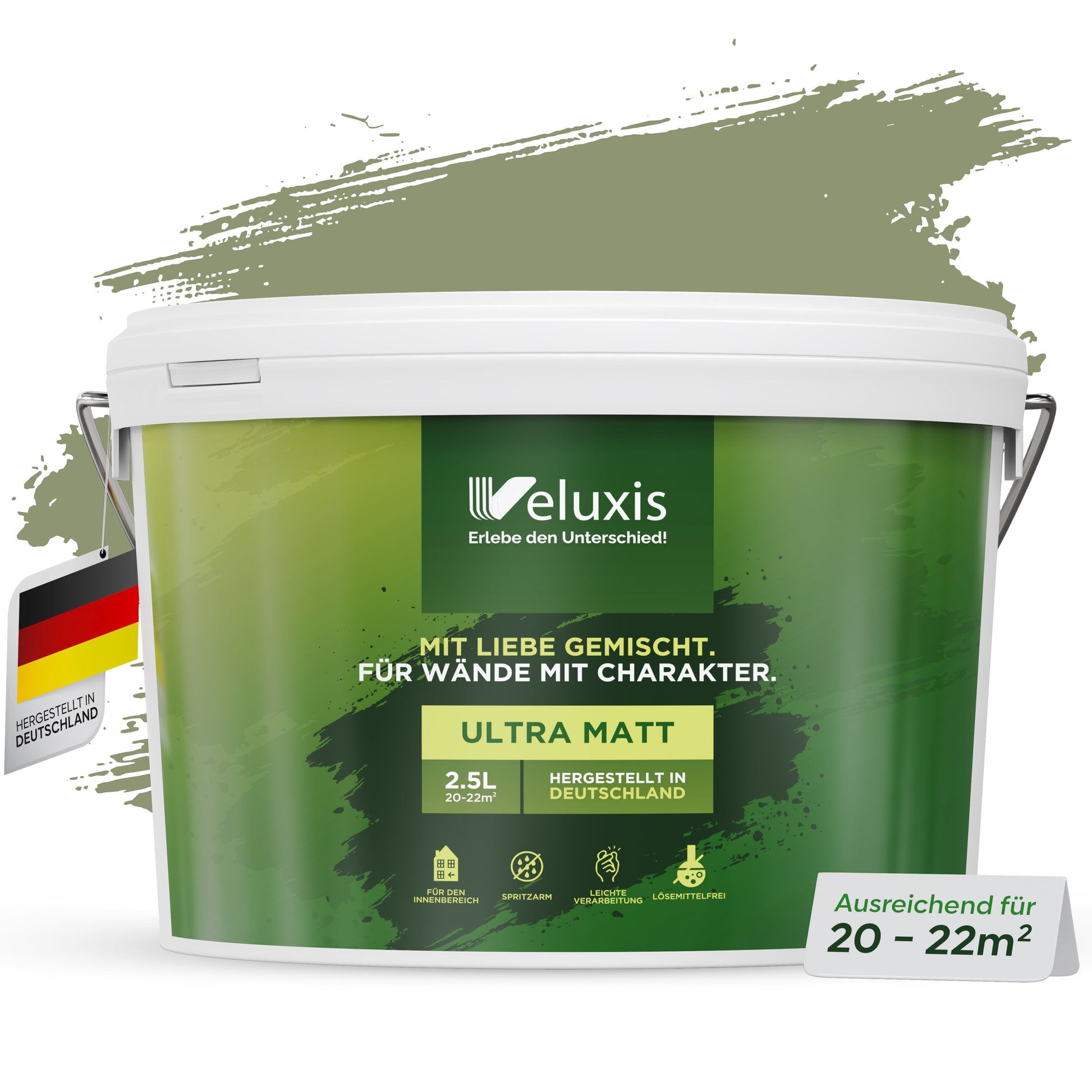 Wandfarbe Balmy Basil – Universal Grün von Veluxis®