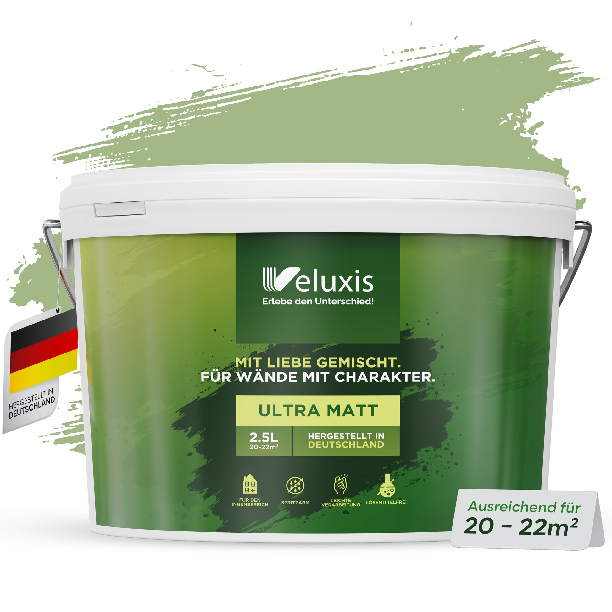 Wandfarbe Green Grape – Universal Grün von Veluxis®