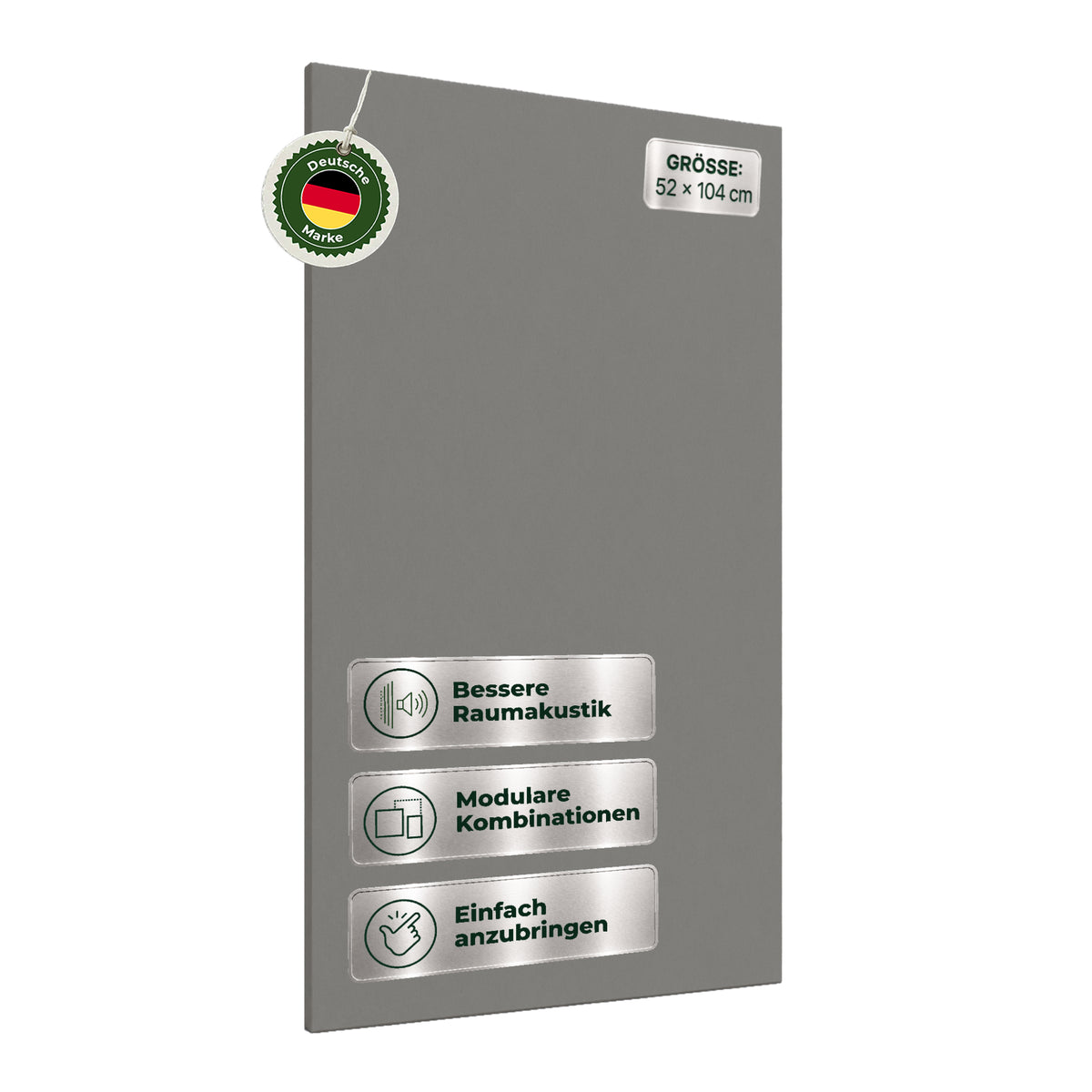 Veluxis Akustikpaneel Filz 52x104 cm rPET Wandpaneel Platingrau